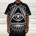 Black And White Illuminati Print Textured Short Sleeve Shirt
