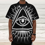 Black And White Illuminati Print Textured Short Sleeve Shirt