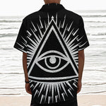 Black And White Illuminati Print Textured Short Sleeve Shirt