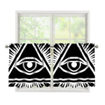 Black And White Illuminati Print Tier Curtains