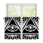 Black And White Illuminati Print Tier Curtains