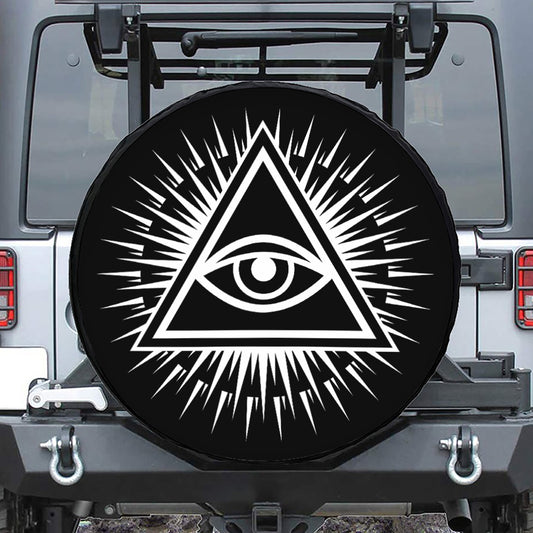 Black And White Illuminati Print Tire Cover