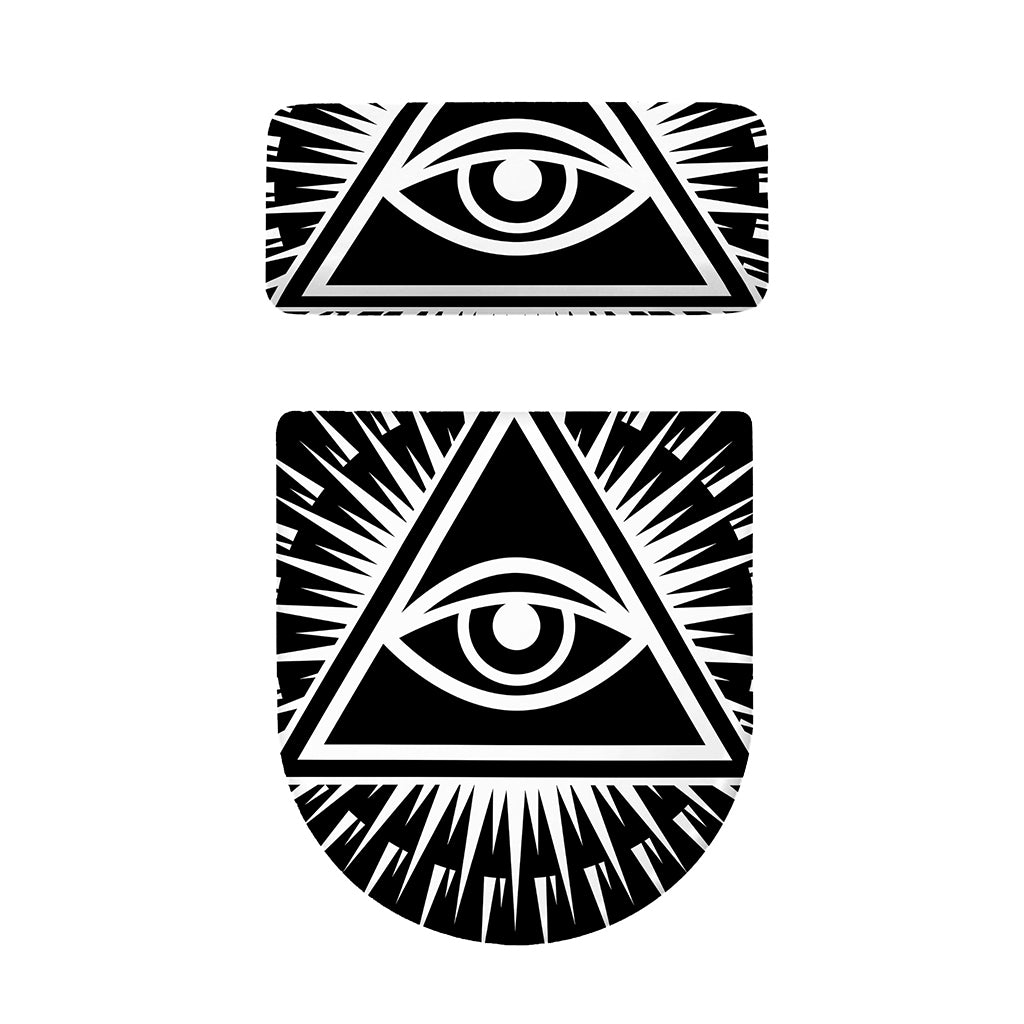 Black And White Illuminati Print Toilet Lid And Tank Cover Set