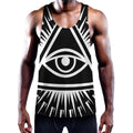 Black And White Illuminati Print Men's Workout Tank Top