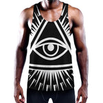 Black And White Illuminati Print Training Tank Top