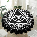 Black And White Illuminati Print Waterproof Round Tablecloth