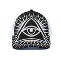 Black And White Illuminati Print White Mesh Trucker Hat