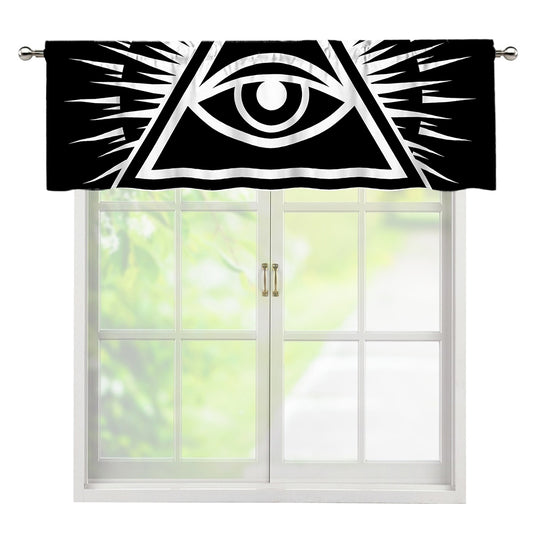 Black And White Illuminati Print Window Valance