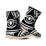 Black And White Illuminati Print Winter Boots