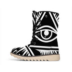 Black And White Illuminati Print Winter Boots