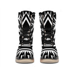Black And White Illuminati Print Winter Boots