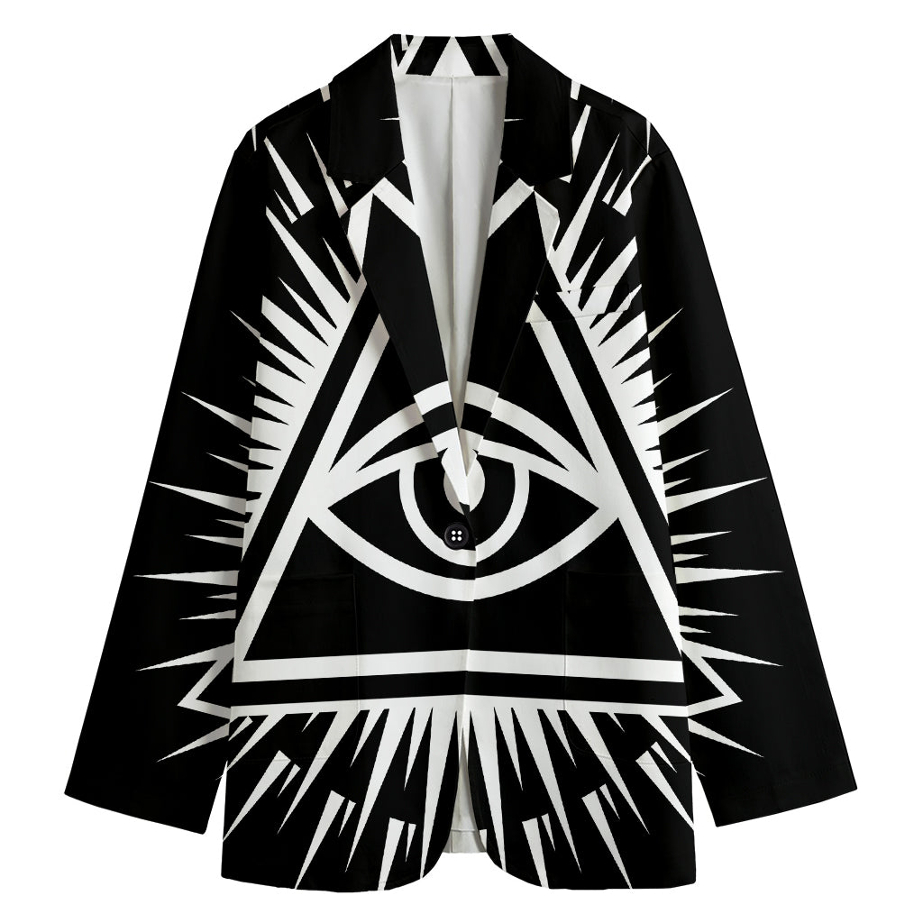 Black And White Illuminati Print Women's Blazer