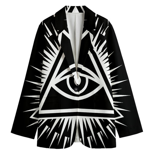 Black And White Illuminati Print Women's Blazer