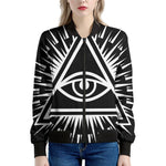 Black And White Illuminati Print Women's Bomber Jacket