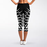 Black And White Illuminati Print Women's Capri Leggings