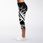 Black And White Illuminati Print Women's Capri Leggings