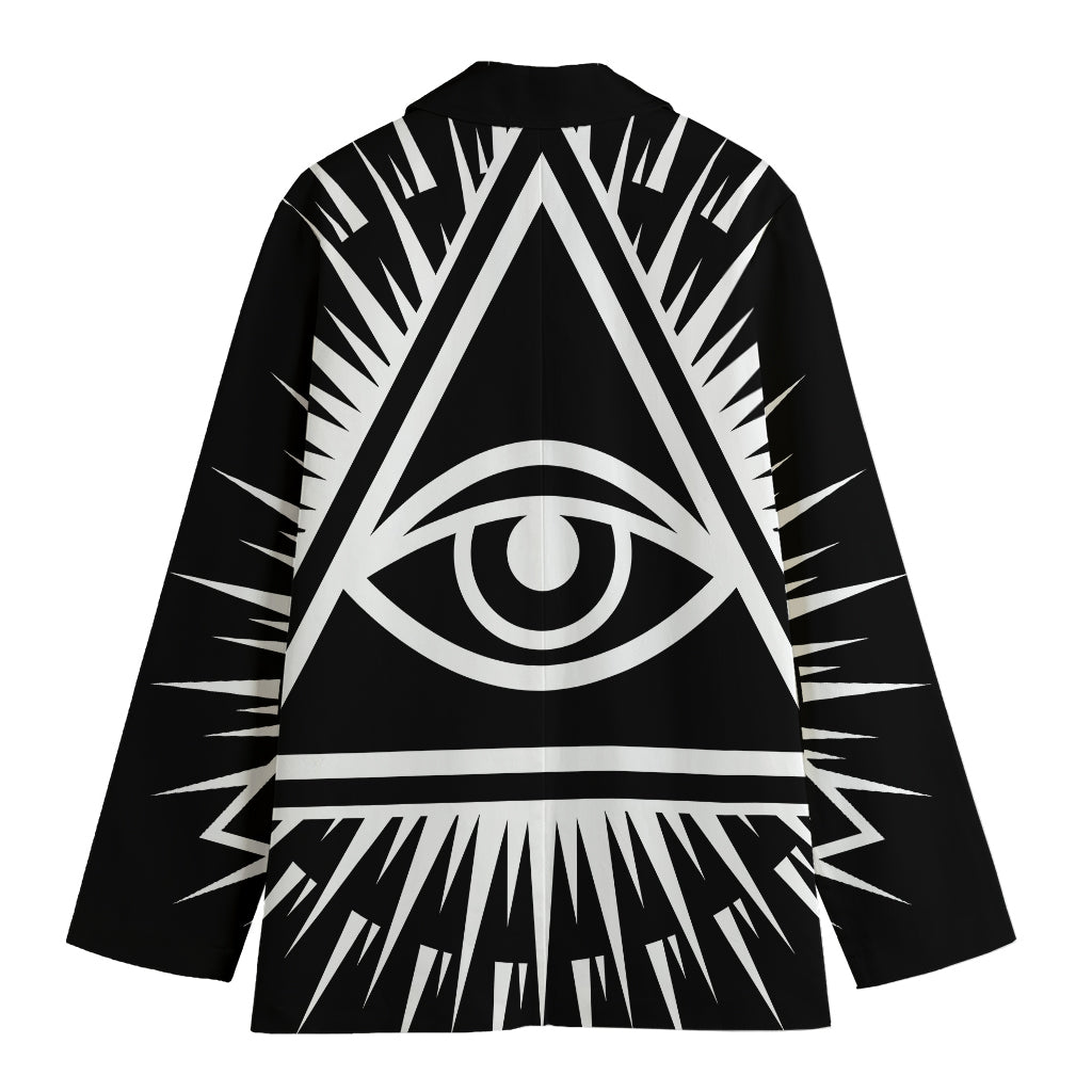 Black And White Illuminati Print Women's Cotton Blazer