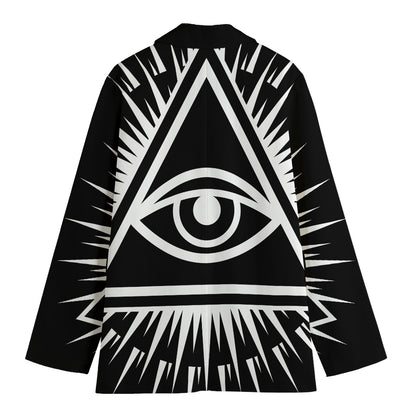 Black And White Illuminati Print Women's Cotton Blazer