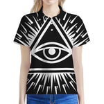 Black And White Illuminati Print Women's Polo Shirt