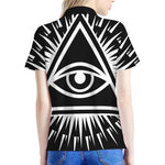 Black And White Illuminati Print Women's Polo Shirt