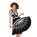 Black And White Illuminati Print Sleeveless Knee Length Dress