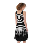 Black And White Illuminati Print Women's Sleeveless Dress