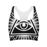 Black And White Illuminati Print Women's Sports Bra