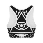 Black And White Illuminati Print Women's Sports Bra