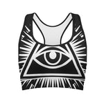 Black And White Illuminati Print Women's Sports Bra