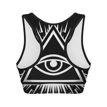 Black And White Illuminati Print Women's Sports Bra