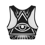 Black And White Illuminati Print Women's Sports Bra