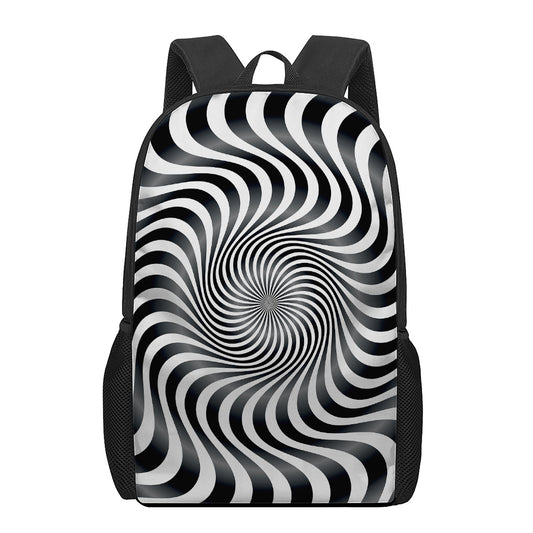 Black And White Illusory Motion Print 17 Inch Backpack