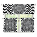Black And White Illusory Motion Print 3 Piece Kitchen Curtains