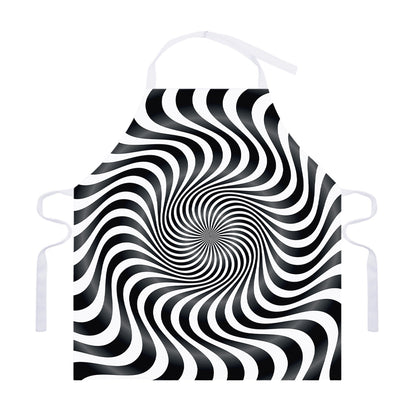 Black And White Illusory Motion Print Adjustable Apron