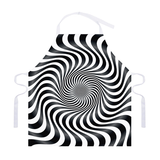 Black And White Illusory Motion Print Adjustable Apron