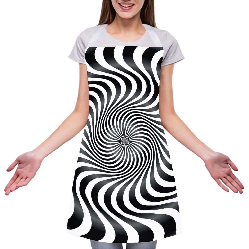 Black And White Illusory Motion Print Adjustable Apron