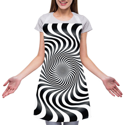 Black And White Illusory Motion Print Adjustable Apron
