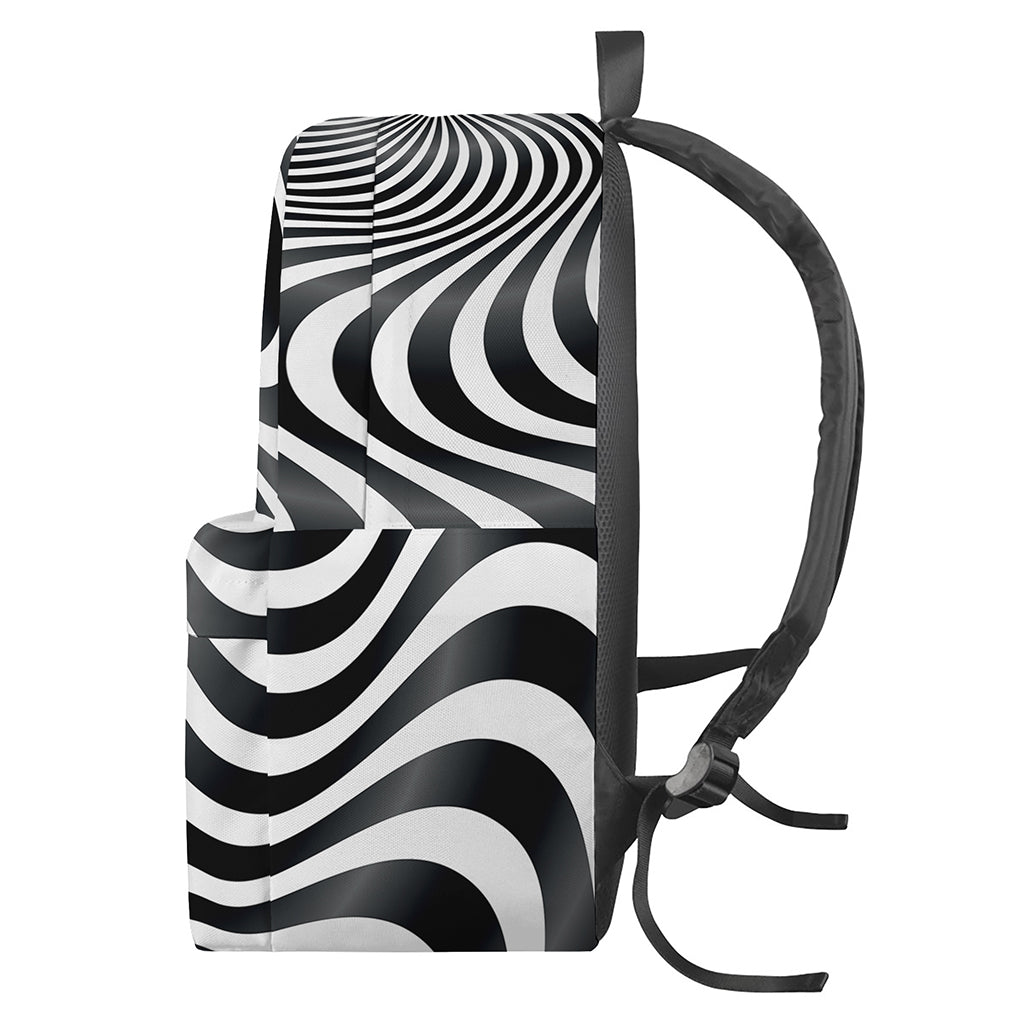 Black And White Illusory Motion Print Backpack