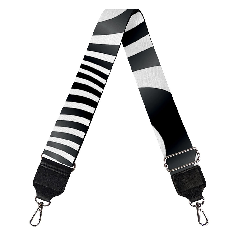 Black And White Illusory Motion Print Bag Strap