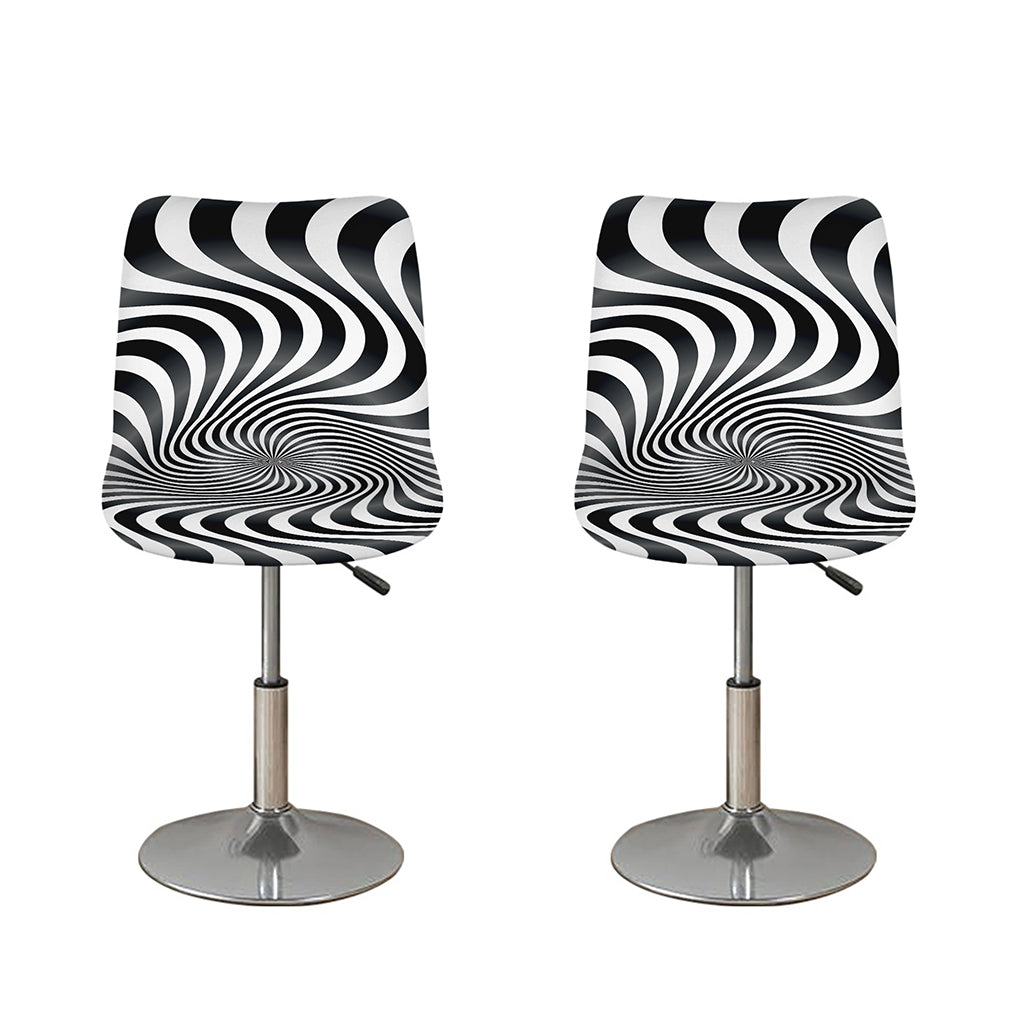 Black And White Illusory Motion Print Bar Stool Covers