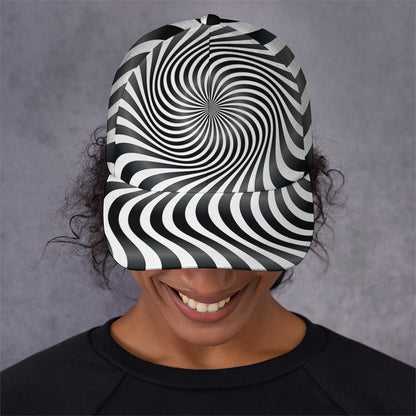 Black And White Illusory Motion Print Baseball Cap