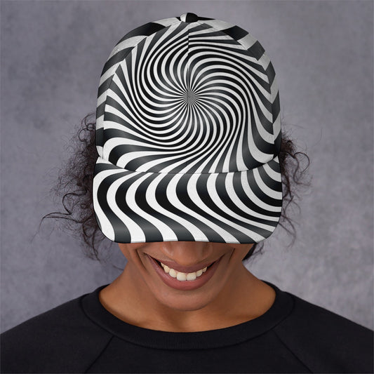 Black And White Illusory Motion Print Baseball Cap