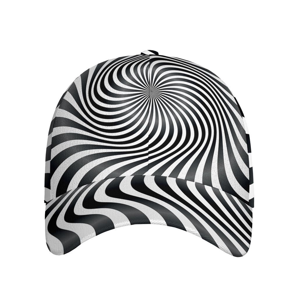 Black And White Illusory Motion Print Baseball Cap