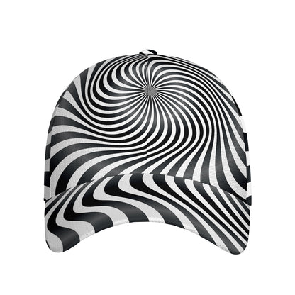 Black And White Illusory Motion Print Baseball Cap