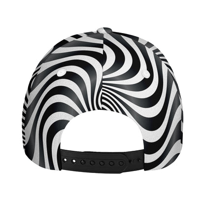 Black And White Illusory Motion Print Baseball Cap
