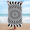 Black And White Illusory Motion Print Beach Towel