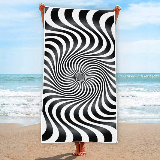 Black And White Illusory Motion Print Beach Towel