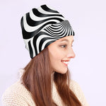 Black And White Illusory Motion Print Beanie