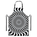 Black And White Illusory Motion Print Bib Apron With Pocket