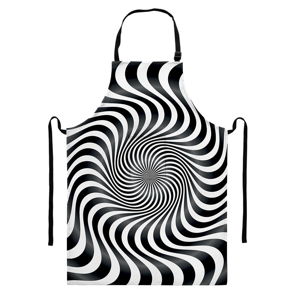 Black And White Illusory Motion Print Bib Apron With Pocket